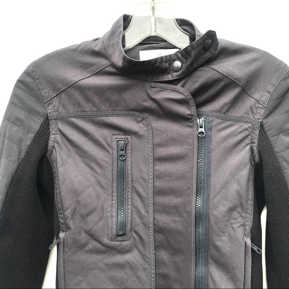 🚩FADED SHOULDERS Adidas Stella McCartney Moto jacket xs crop black biker - Picture 3 of 8